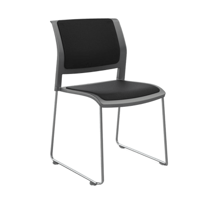 Game Chair Grey Shell with Upholstered Seat & Back Sled Base / Chrome / Grey Breathe (SG)