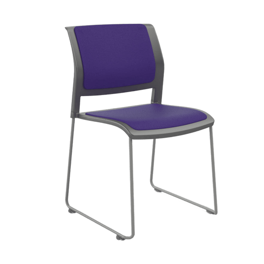 Game Chair Grey Shell with Upholstered Seat & Back Sled Base Silver Black - Office Furniture Company