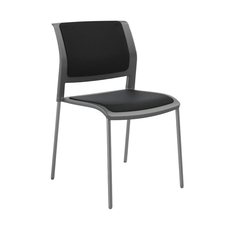 Game Chair Grey Shell with Upholstered Seat & Back
