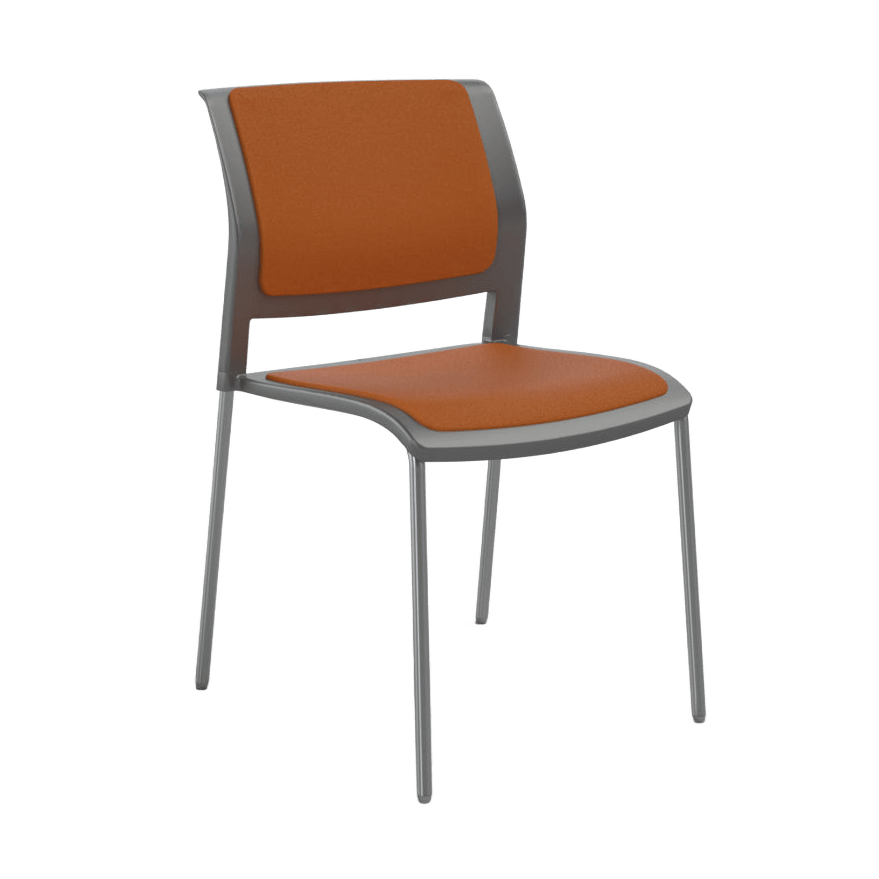 Game Chair Grey Shell with Upholstered Seat & Back