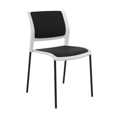 Game Chair White Shell with Upholstered Seat and Moulded Plastic Back 4 Leg Black Black - Office Furniture Company