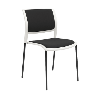Game Chair White Shell with Upholstered Seat and Moulded Plastic Back 4 Leg Black Grey - Office Furniture Company
