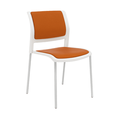 Game Chair White Shell with Upholstered Seat and Moulded Plastic Back 4 Leg Chrome Black - Office Furniture Company