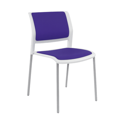 Game Chair White Shell with Upholstered Seat and Moulded Plastic Back 4 Leg Chrome Black - Office Furniture Company