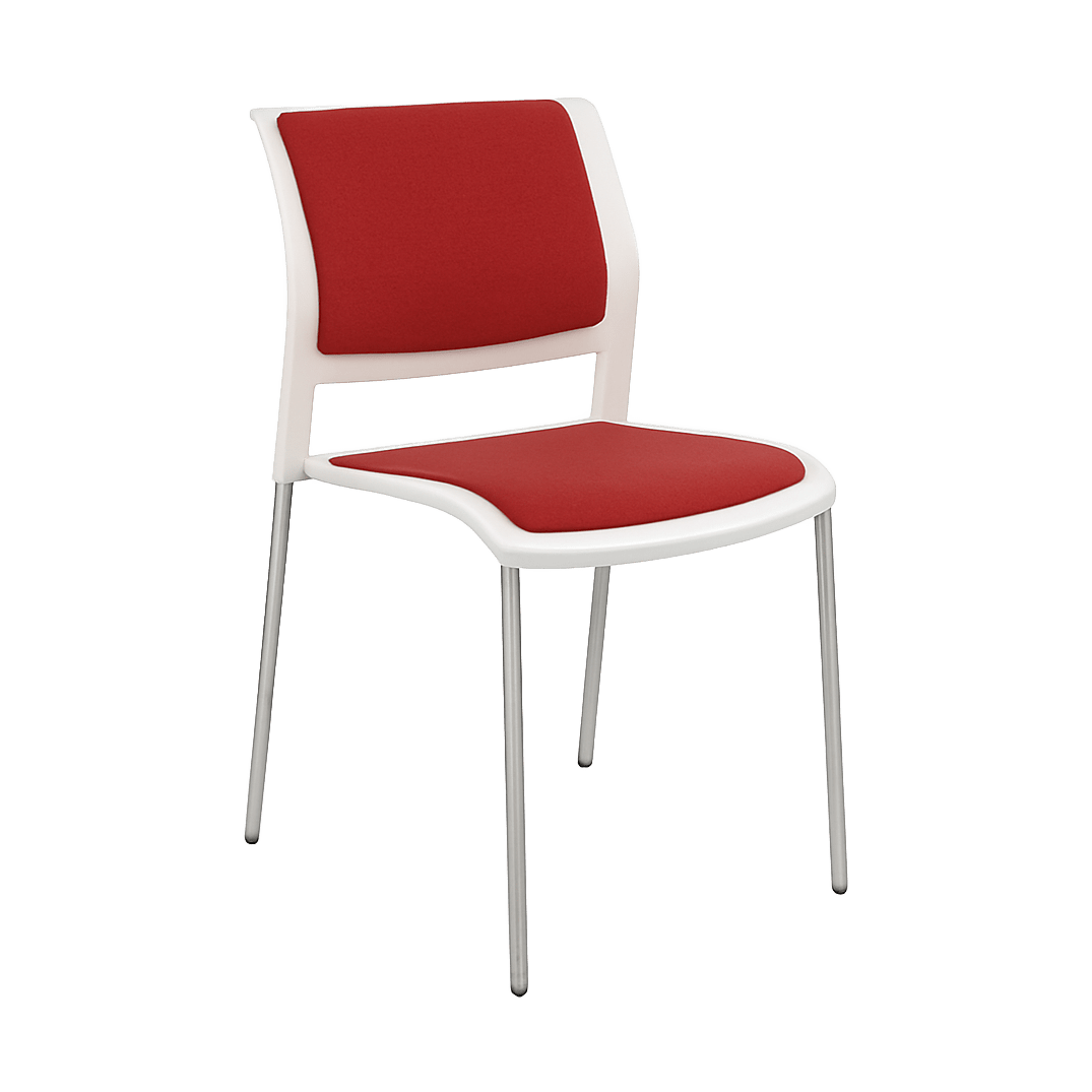 Game Chair White Shell with Upholstered Seat and Moulded Plastic Back 4 Leg Chrome Black - Office Furniture Company