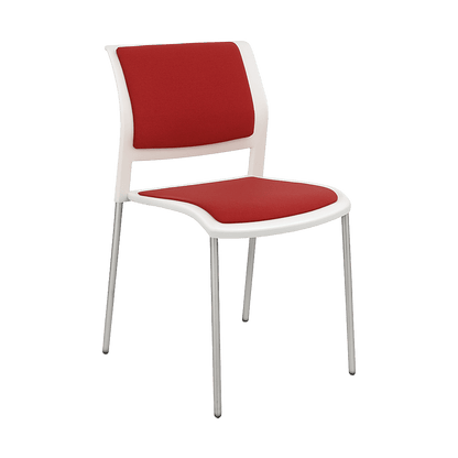 Game Chair White Shell with Upholstered Seat and Moulded Plastic Back 4 Leg Chrome Black - Office Furniture Company