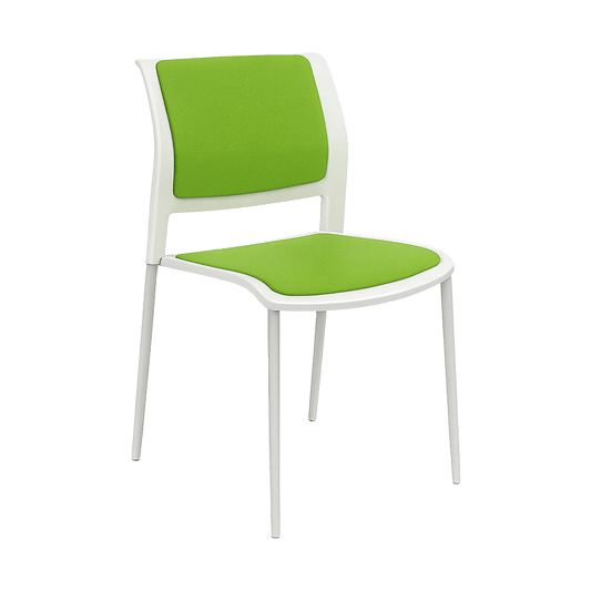 Game Chair Upholstered Seat & Back 4 Leg / Silver Metal Base / Green Breathe (LG)