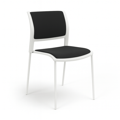 Game Chair White Shell with Upholstered Seat and Moulded Plastic Back 4 Leg White Grey - Office Furniture Company