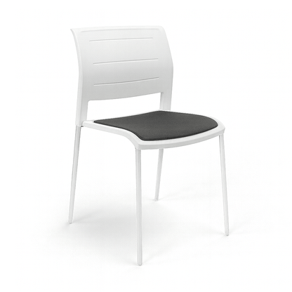 Game Chair White Shell with Upholstered Seat & Moulded Plastic Back 4 Leg White Grey - Office Furniture Company