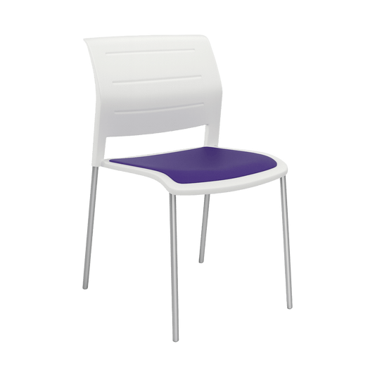 Game Chair White Shell with Upholstered Seat & Moulded Plastic Back