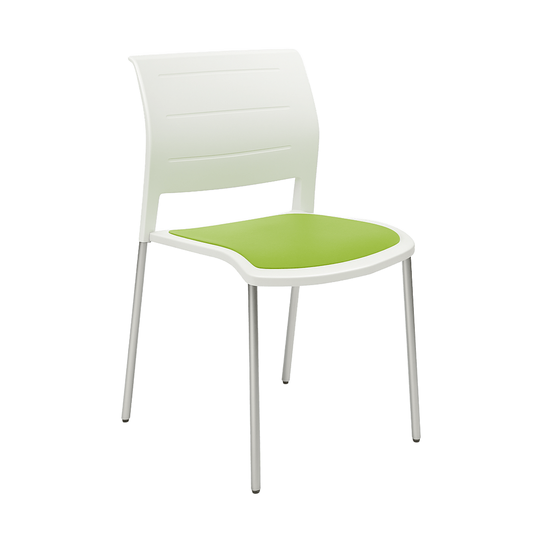 Game Chair White Shell with Upholstered Seat & Moulded Plastic Back Sled Base White Grey - Office Furniture Company