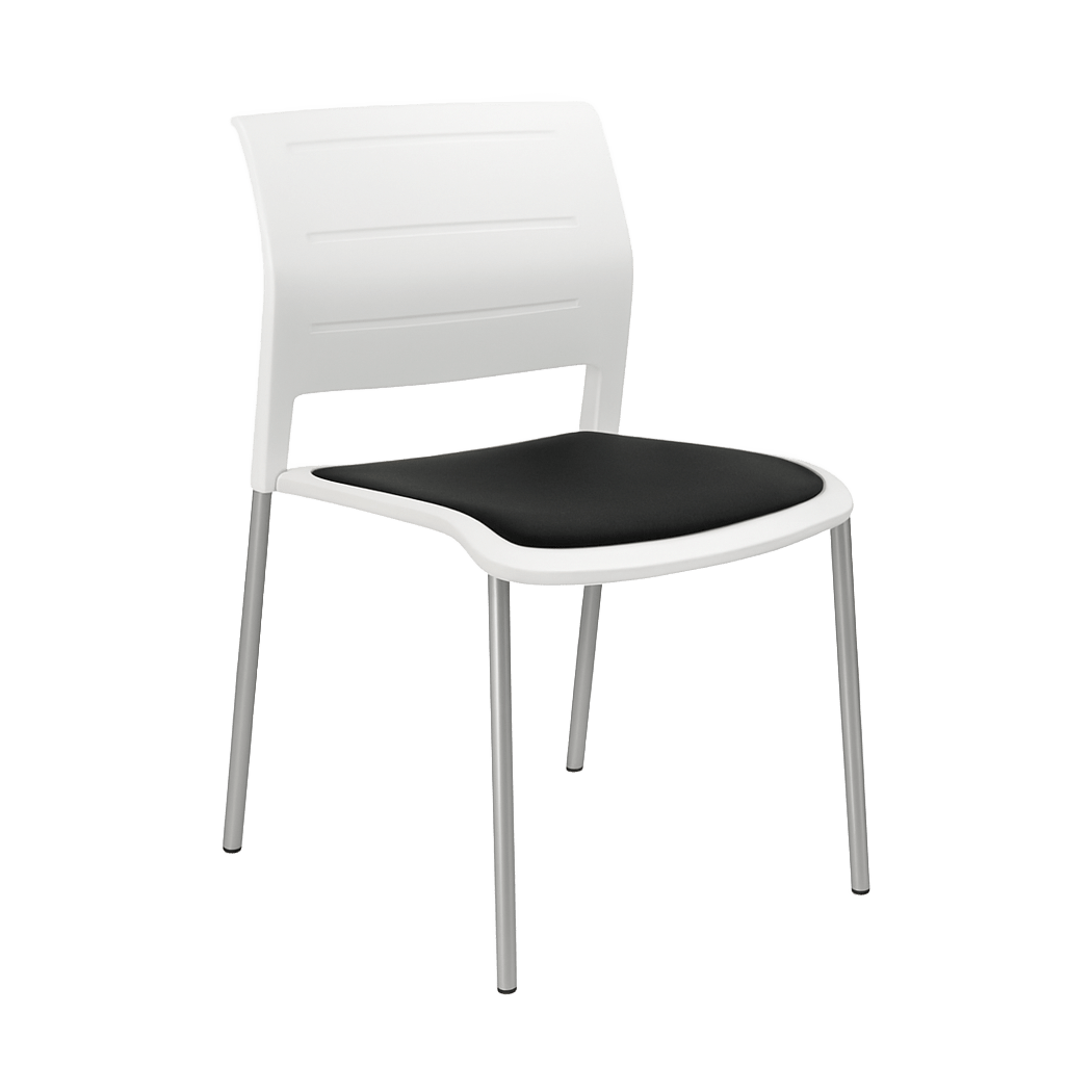 Game Chair White Shell with Upholstered Seat & Moulded Plastic Back Sled Base White Grey - Office Furniture Company