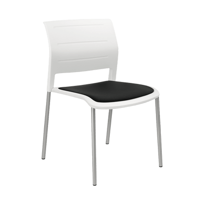 Game Chair White Shell with Upholstered Seat & Moulded Plastic Back Sled Base White Grey - Office Furniture Company