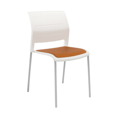 Game Chair White Shell with Upholstered Seat & Moulded Plastic Back Sled Base White Grey - Office Furniture Company