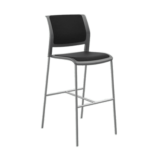 Game Office Bar Stool Fully Upholstered Grey Charcoal Plastic (Game) / Black Breathe (B)