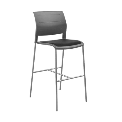 Game Office Bar Stool with Upholstered Seat & Plastic Back Charcoal Black - Office Furniture Company