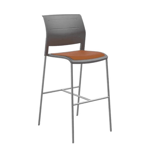 Game Office Bar Stool with Upholstered Seat Grey Charcoal Plastic (Game) / Orange Breathe (BRO)