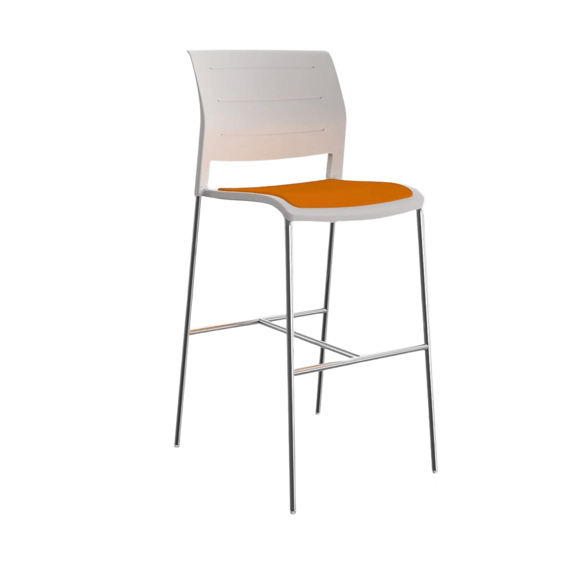 Game Office Bar Stool with Upholstered Seat & Plastic Back White breathe - bright - orange - Office Furniture Company