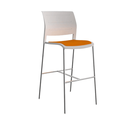 Game Office Bar Stool with Upholstered Seat & Plastic Back White breathe - bright - orange - Office Furniture Company