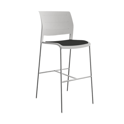 Game Office Bar Stool with Upholstered Seat & Plastic Back White breathe - slate - grey - Office Furniture Company