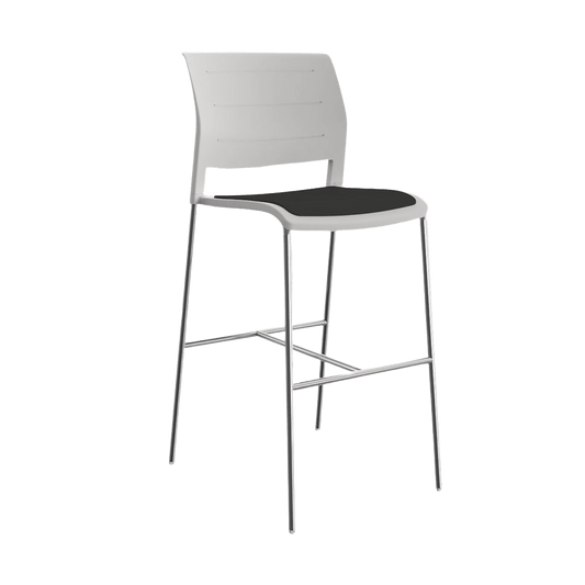 Game Office Bar Stool with Upholstered Seat White Plastic (Game) / Grey Breathe (SG)