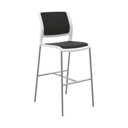 Game Office Bar White Shell Upholstered Seat & Upholstered Back Black Breathe (B)