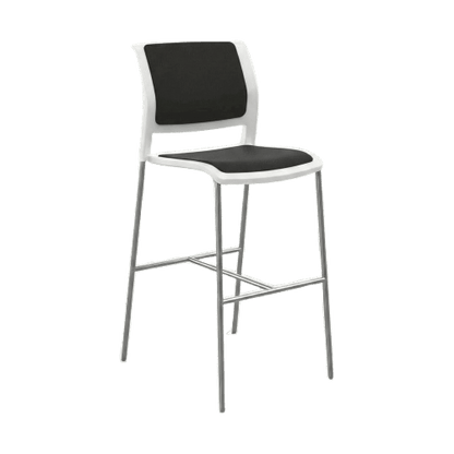 Game Office Bar White Shell Upholstered Seat & Upholstered Back Black Breathe (B)