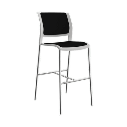 Game Office Bar White Shell Upholstered Seat & Upholstered Back Grey Breathe (SG)