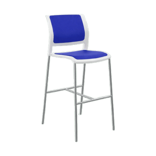 Game Office Bar White Shell Upholstered Seat & Upholstered Back Blue Breathe (SB)