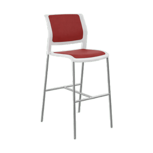 Game Office Bar White Shell Upholstered Seat & Upholstered Back Red Breathe (TR)