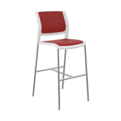 Game Office Bar White Shell Upholstered Seat & Upholstered Back Red Breathe (TR)