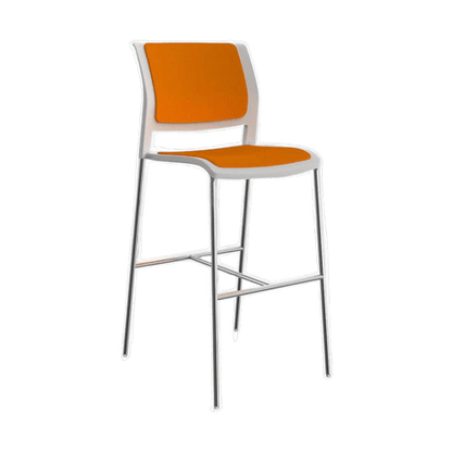 Game Office Bar White Shell Upholstered Seat & Upholstered Back Orange Breathe (BRO)