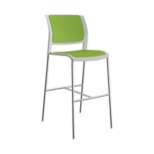 Game Office Bar White Shell Upholstered Seat & Upholstered Back Green Breathe (LG)