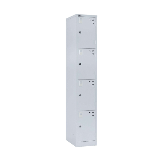 Go Four Door Steel Locker 305 mm Width Silver Grey Powdercoat - Office Furniture Company