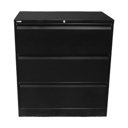 Go Lateral Filing Cabinet 3 Drawer 1016 H Black - Office Furniture Company
