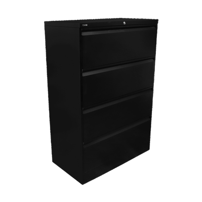 Go Lateral Filing Cabinet 4 Drawer 1321 H Black - Office Furniture Company