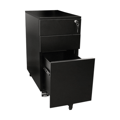 Go Steel Slimline Mobile Pedestal Black