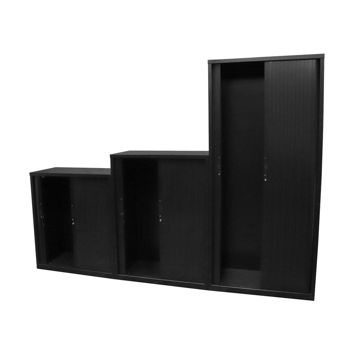 Go Tambour Door Office Cupboard 1016mm (Without Shelves) 900mm Wide Black powdercoat - Office Furniture Company