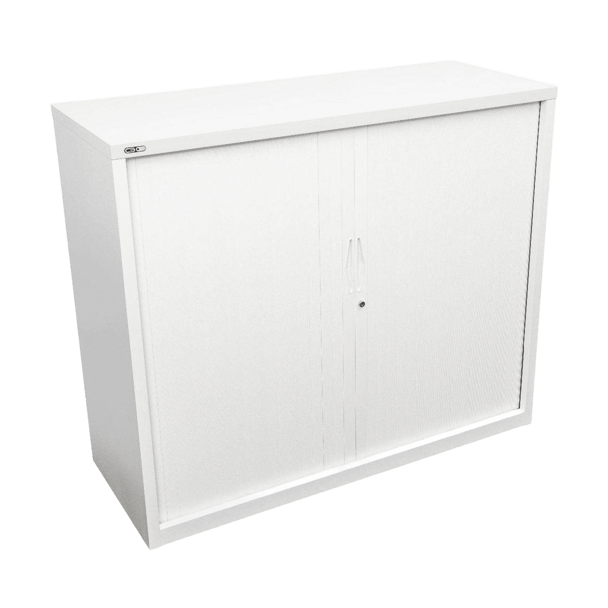 Go Tambour Door Office Cupboard 1016mm (Without Shelves) 900mm Wide White powdercoat - Office Furniture Company