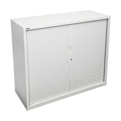 Go Tambour Door Office Cupboard 1200mm (Without Shelves) 900mm Wide Black powdercoat - Office Furniture Company