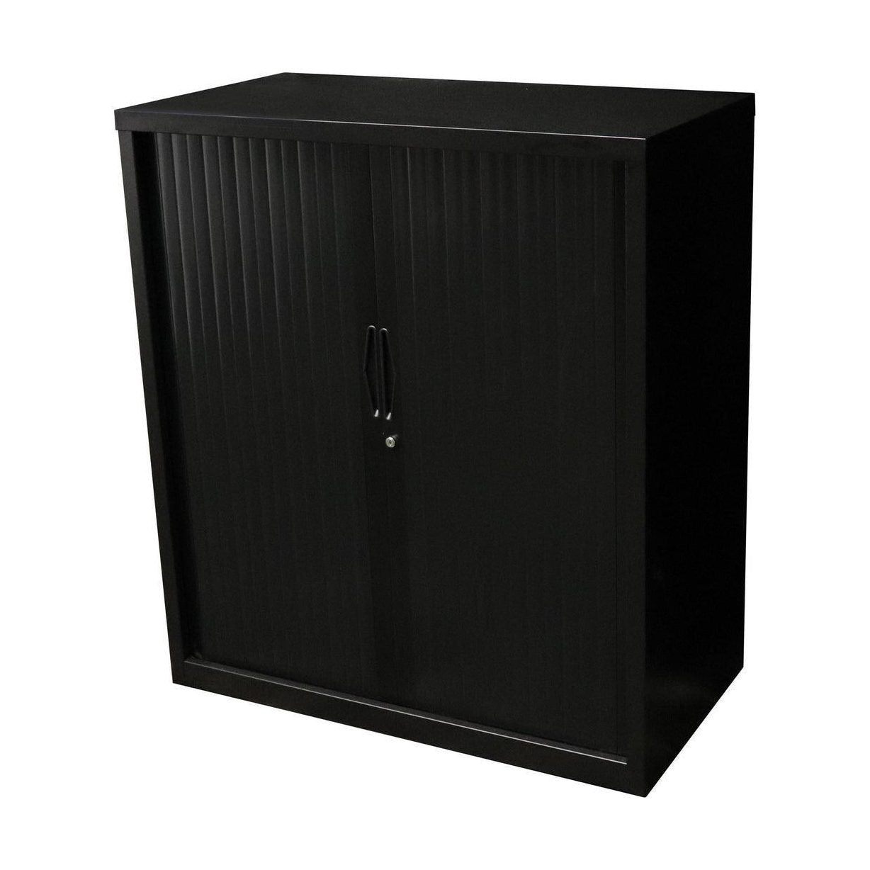 Go Tambour Door Office Cupboard 1200mm (Without Shelves) 900mm Wide Black powdercoat - Office Furniture Company