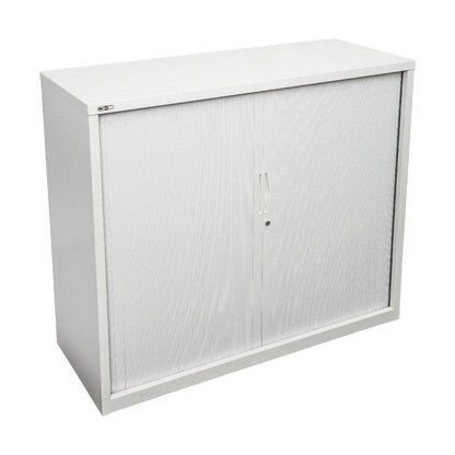 Go Tambour Door Office Cupboard 1200mm (Without Shelves) 900mm Wide Black powdercoat - Office Furniture Company