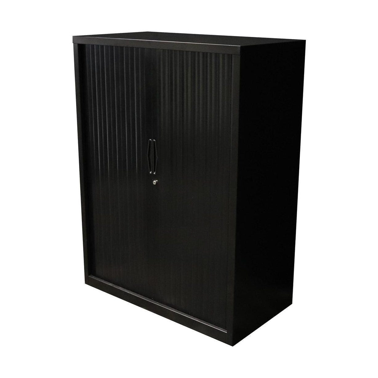 Go Tambour Door Office Cupboard 1200mm (Without Shelves) 900mm Wide Black powdercoat - Office Furniture Company