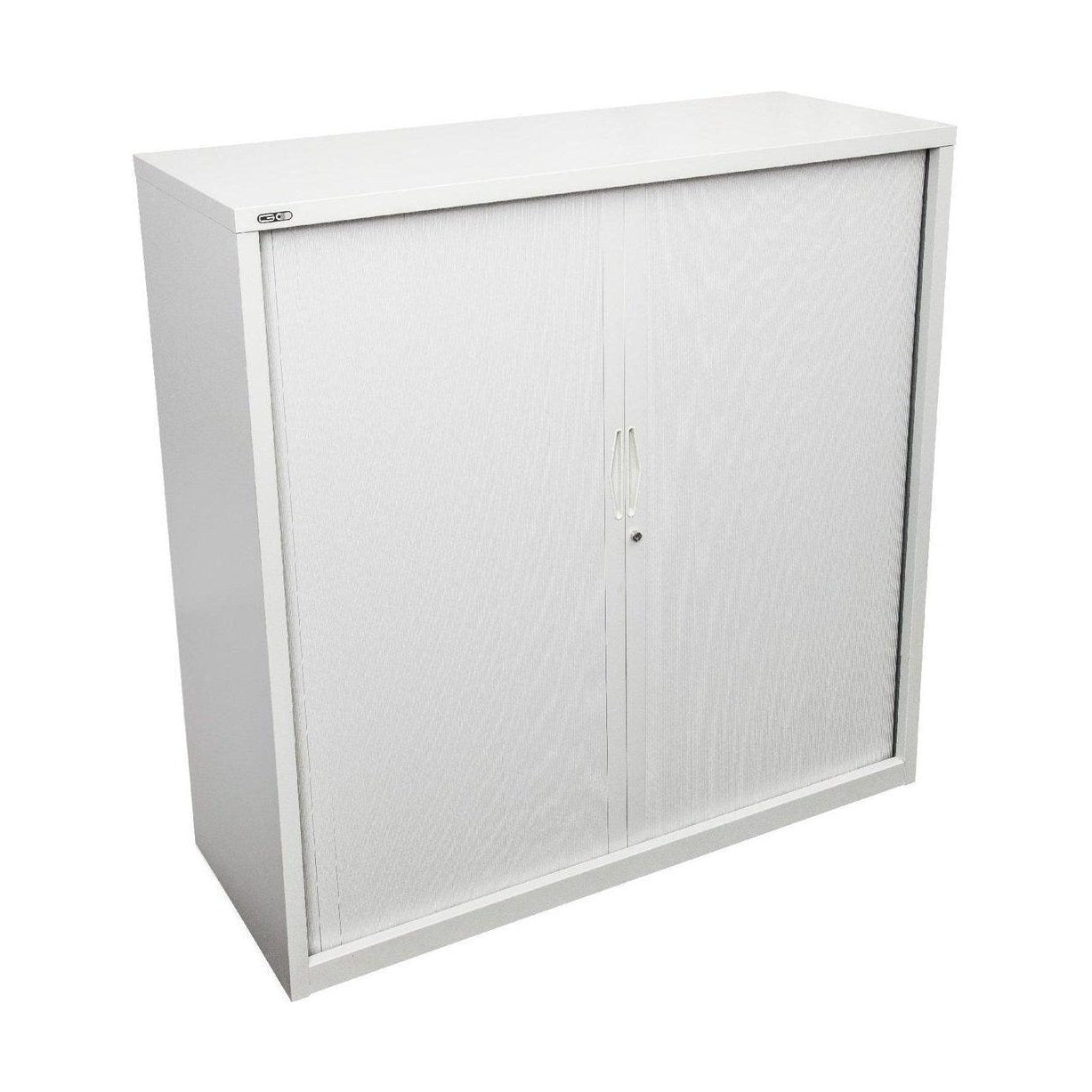 Go Tambour Door Office Cupboard 1200mm (Without Shelves) 900mm Wide White powdercoat - Office Furniture Company