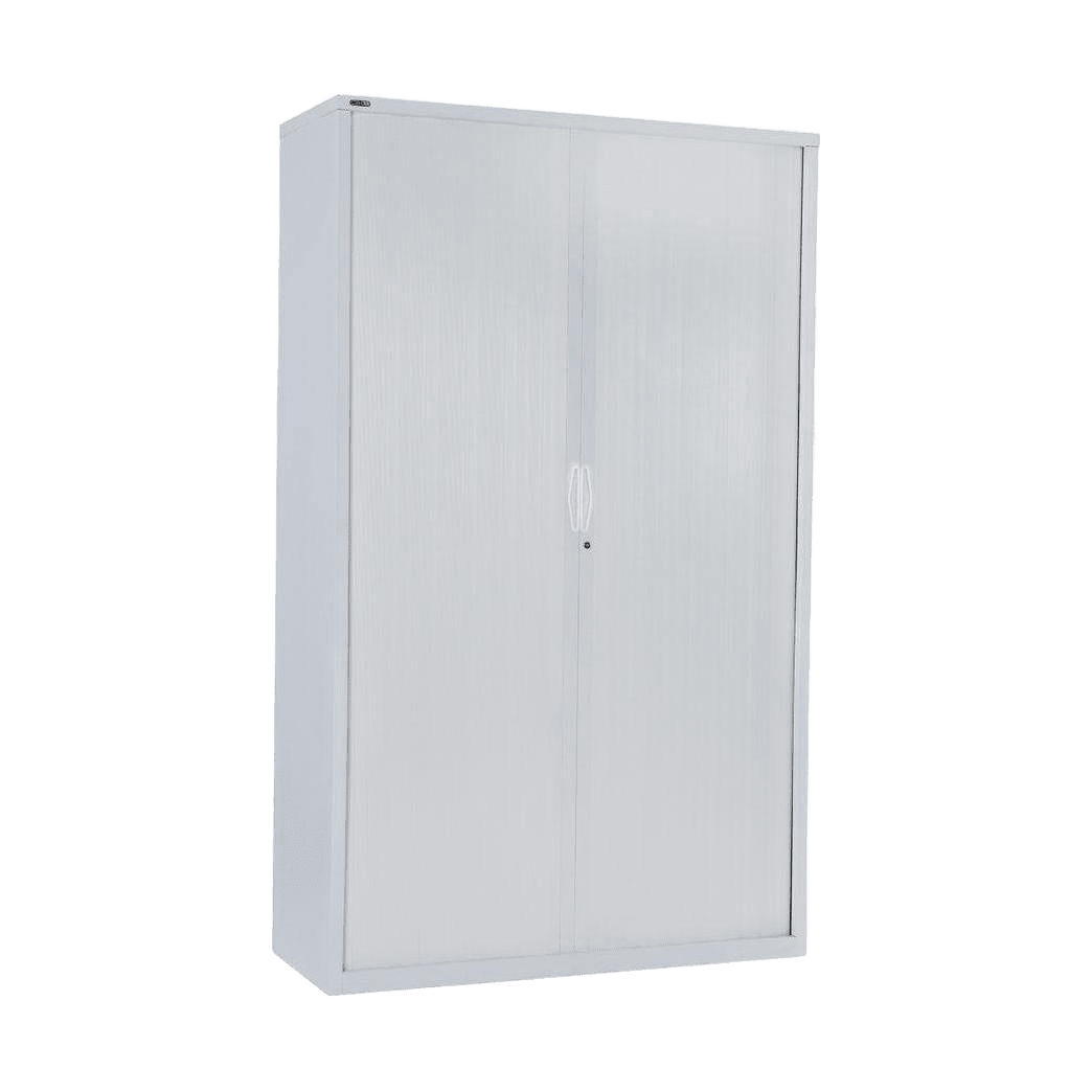 Go Tambour Door Office Cupboard 1981mm (Without Shelves) 900mm Wide White powdercoat - Office Furniture Company