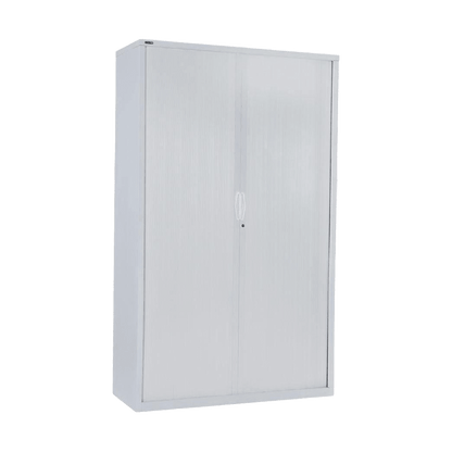 Go Tambour Door Office Cupboard 1981mm (Without Shelves) 900mm Wide White powdercoat - Office Furniture Company