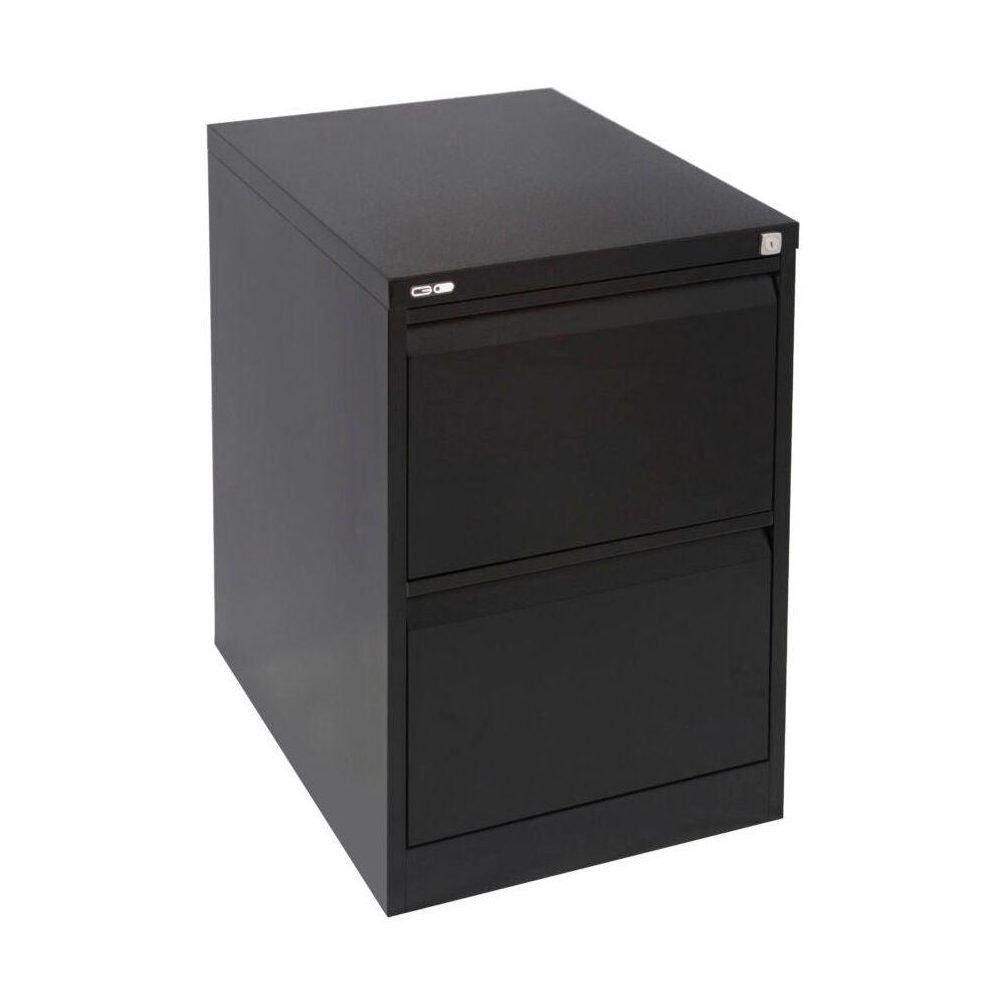 Go Vertical Filing Cabinet 705h (2 Drawer) Black Metal