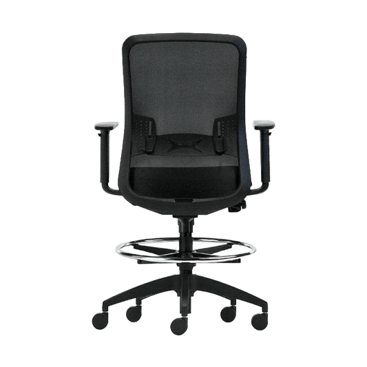 Graphite Ergonomic Drafting Chair Adjustable Arms / Black Plastic Base