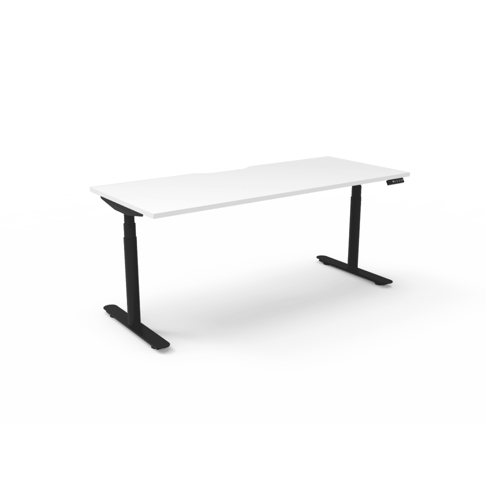 Halo Plus Electric Height Adjustable Desk 1200mm Natural Oak Top & Black Frame With Cable Tray With Screen - Office Furniture Company