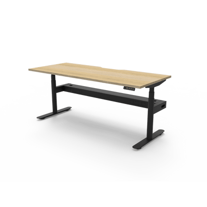 Halo Plus Electric Height Adjustable Desk 1200mm Natural Oak Top & Black Frame With Cable Tray/Without Screen - Office Furniture Company